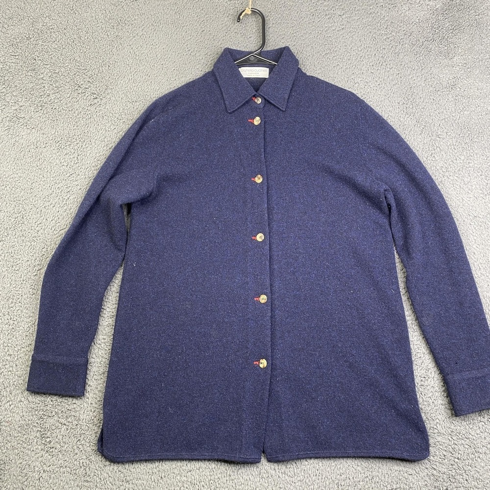 Brunello Cucinelli Cardigan Small Womens Blue Cashmere Button Up Made Italy